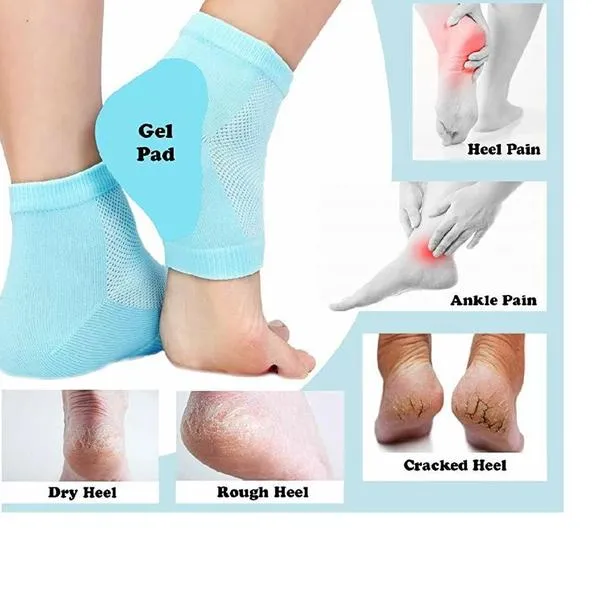 0343 Heel Pain Relief Silicone Gel Heel Socks (Multicolor)