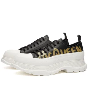 Alexander Mcqueen Tread Slick Graffiti Sneakers, Black, Off White & Khaki