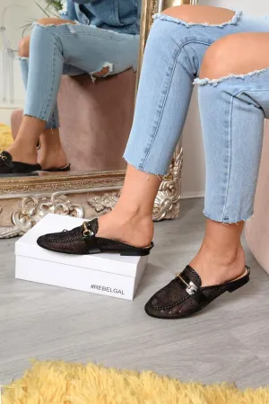 Black Mesh Bar Detail Loafers - Zafira