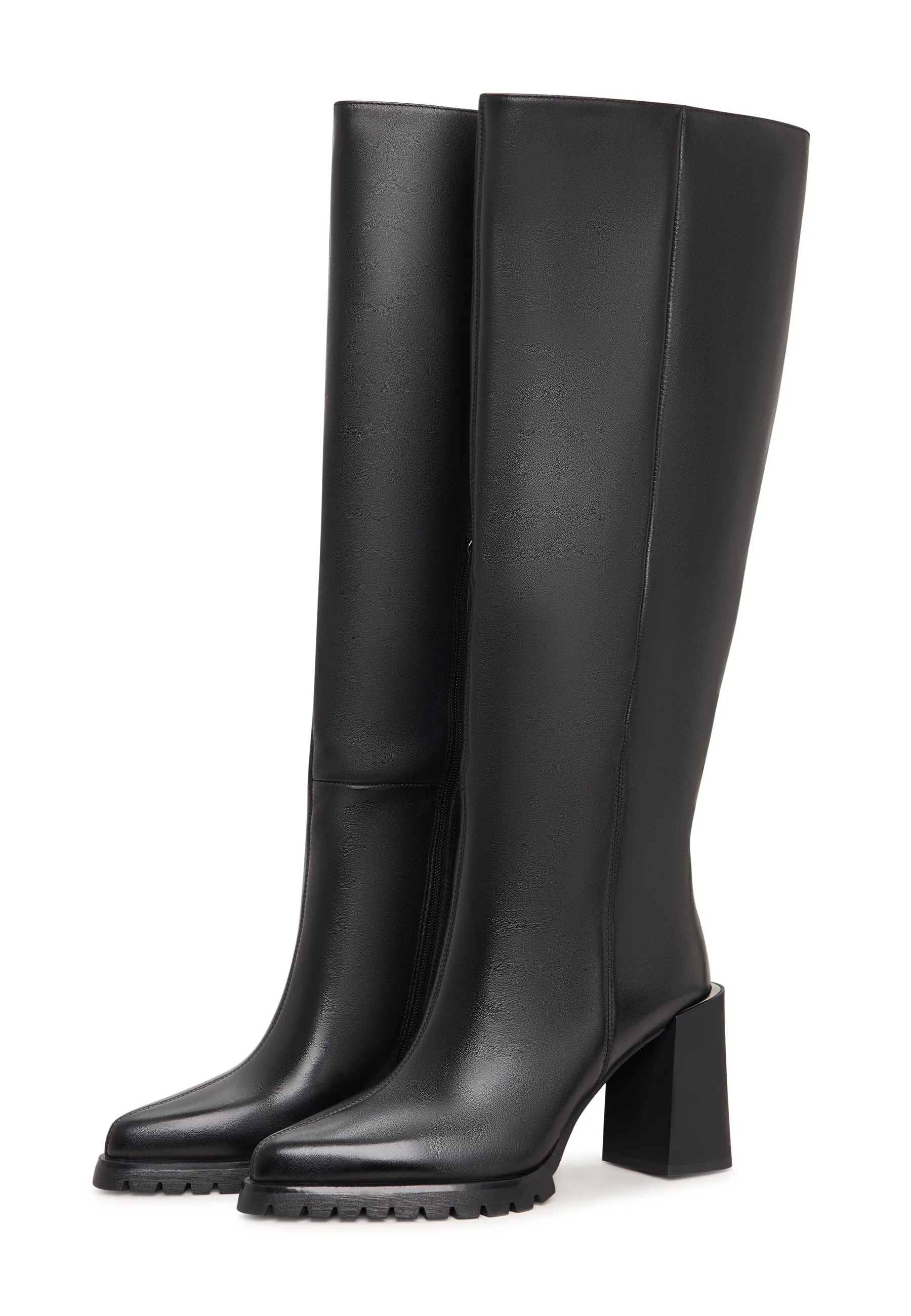 Bold Block Heel Knee-High Boots Nala - Black