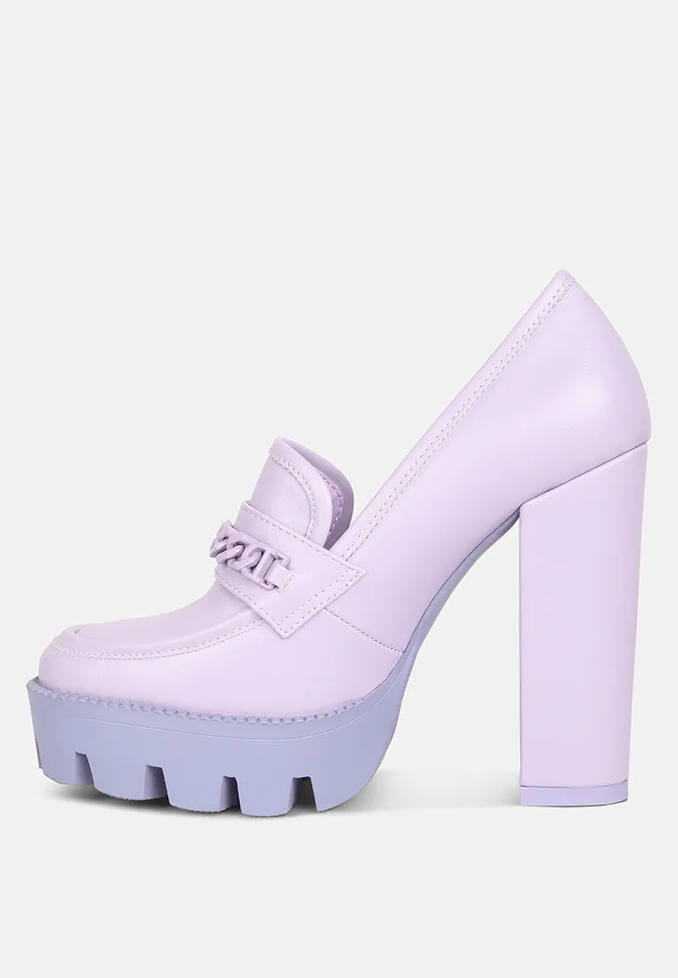 CORINNE Lilac Chain Embellished Chunky Loafers