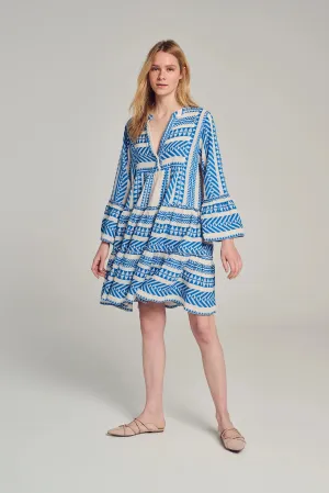 Devotion twins Ella Midi Dress in Blue and White