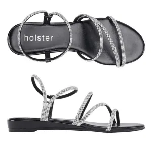 Holster Viva Wedge Womens Diamante Sandal Black