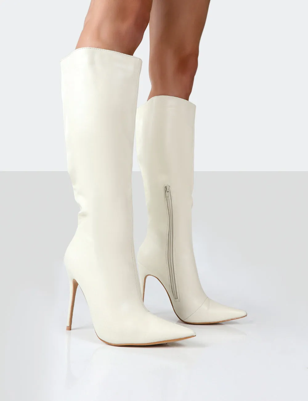 Horizon Wide Fit Ecru Grain Knee High Boots