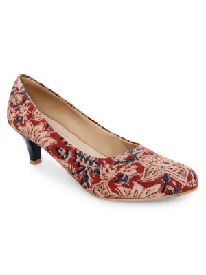 Kalamkari Block Print Kitten Heels