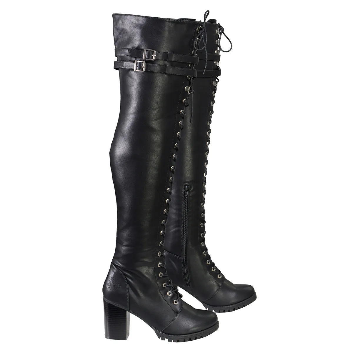 Milwaukee Performance MBL9424 Women's Black Above the Knee Boots with Lace-Up Closure