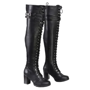 Milwaukee Performance MBL9424 Women's Black Above the Knee Boots with Lace-Up Closure