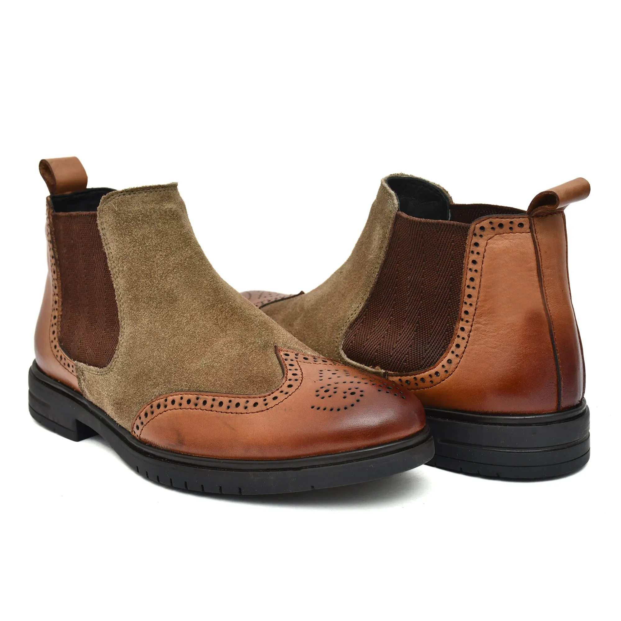 Mix Brown Brogue Boots