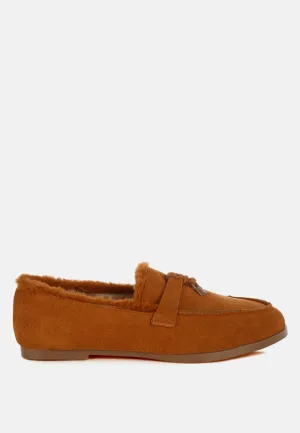 Ohrid Suede & Faux Fur Flat Loafers