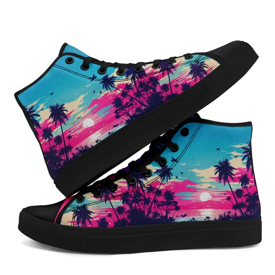 Personalized Hawaii Design Sneakers, Custom Canvas High Top Shoes, Summer Fashion Shoes