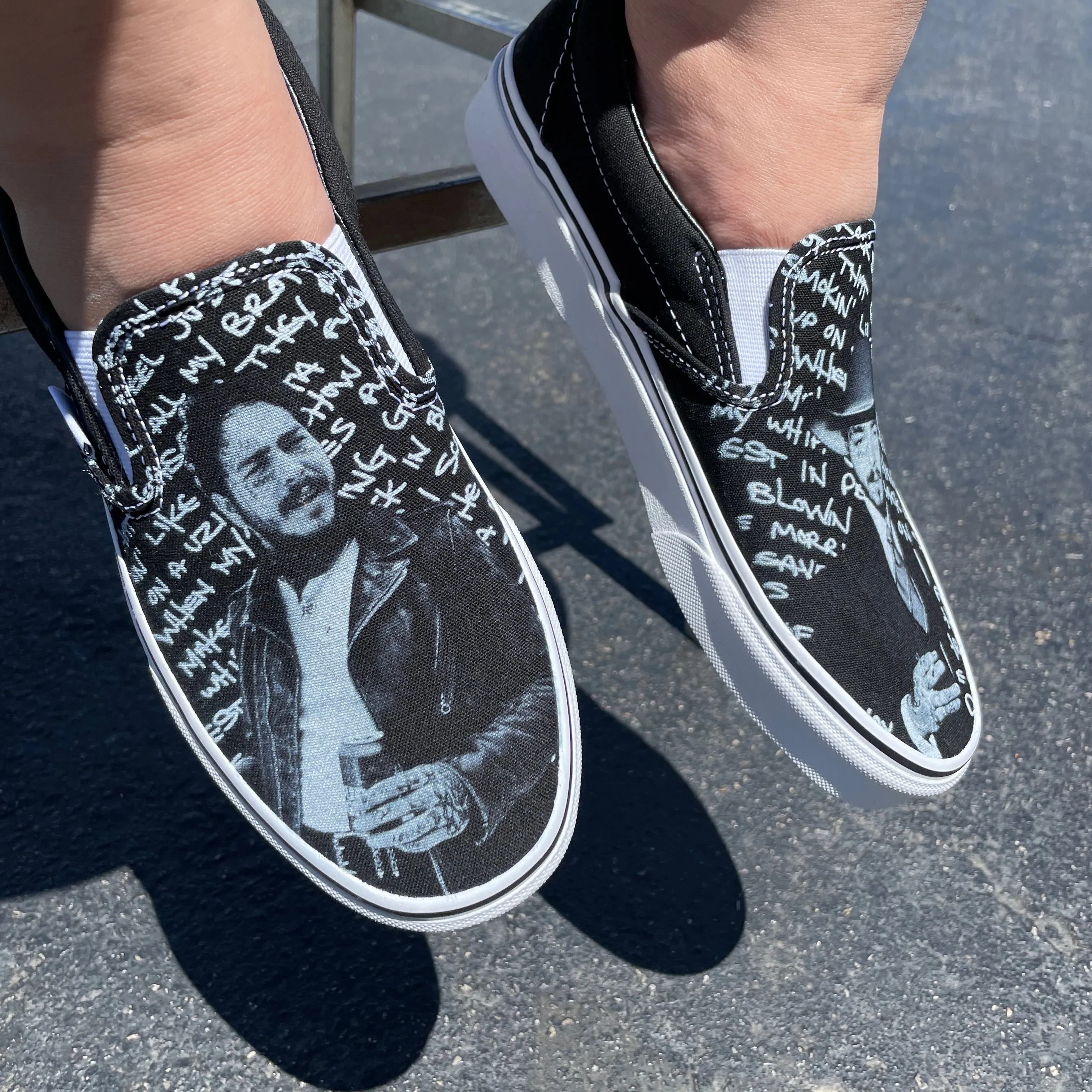 Post Malone Black Slip On Vans Black And White