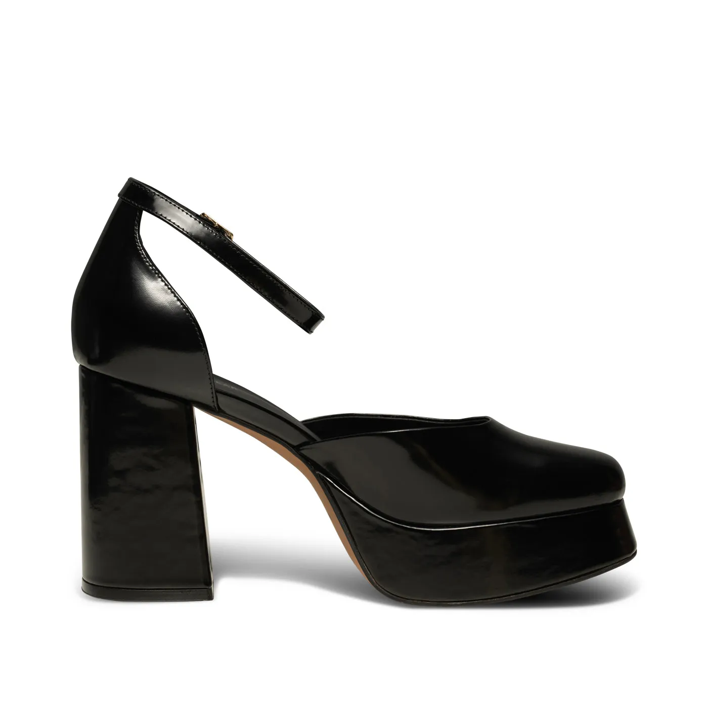 Priscilla Plateau Heel Leather - BLACK HIGH SHINE