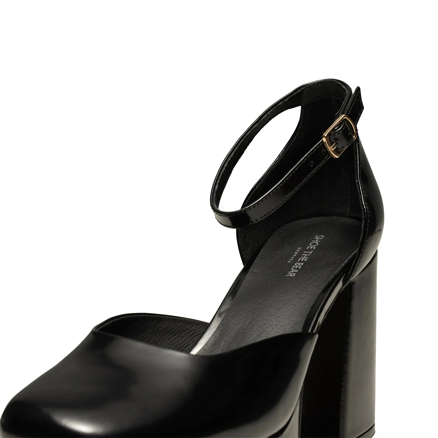 Priscilla Plateau Heel Leather - BLACK HIGH SHINE