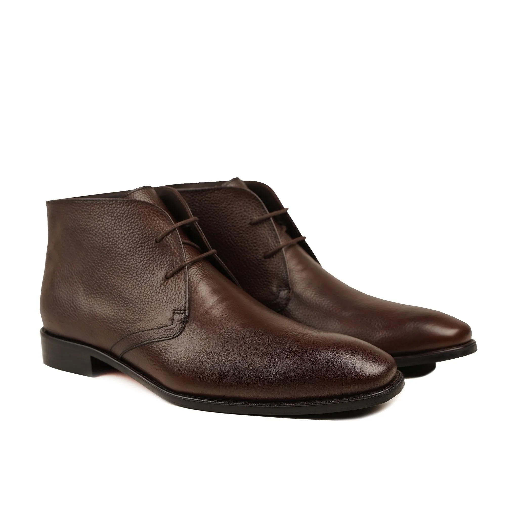 Tenin - Men's Dark Brown Pebble Grain Chukka Boot