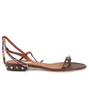 Valentino Light Brown Rockstud Rolling Sandals