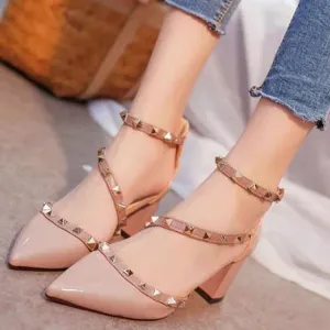 Women pumps fashion rivets women sandals comfortable middle heels quality platform high heels summer autumn heels wedding